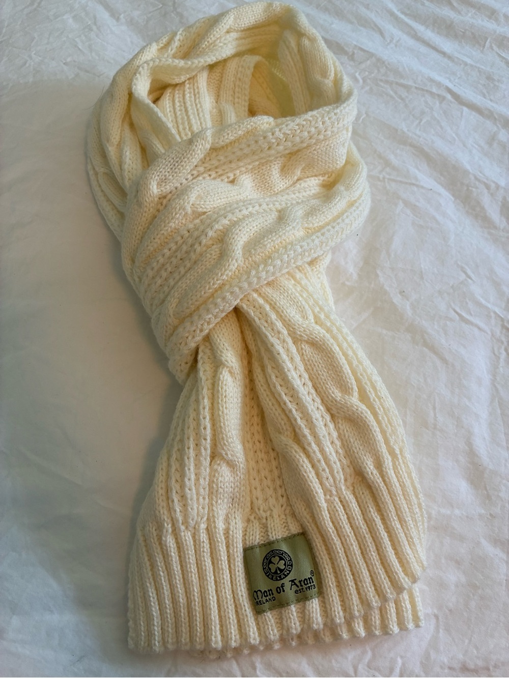Man of Adam Irish Cream Cable Knit Scarf